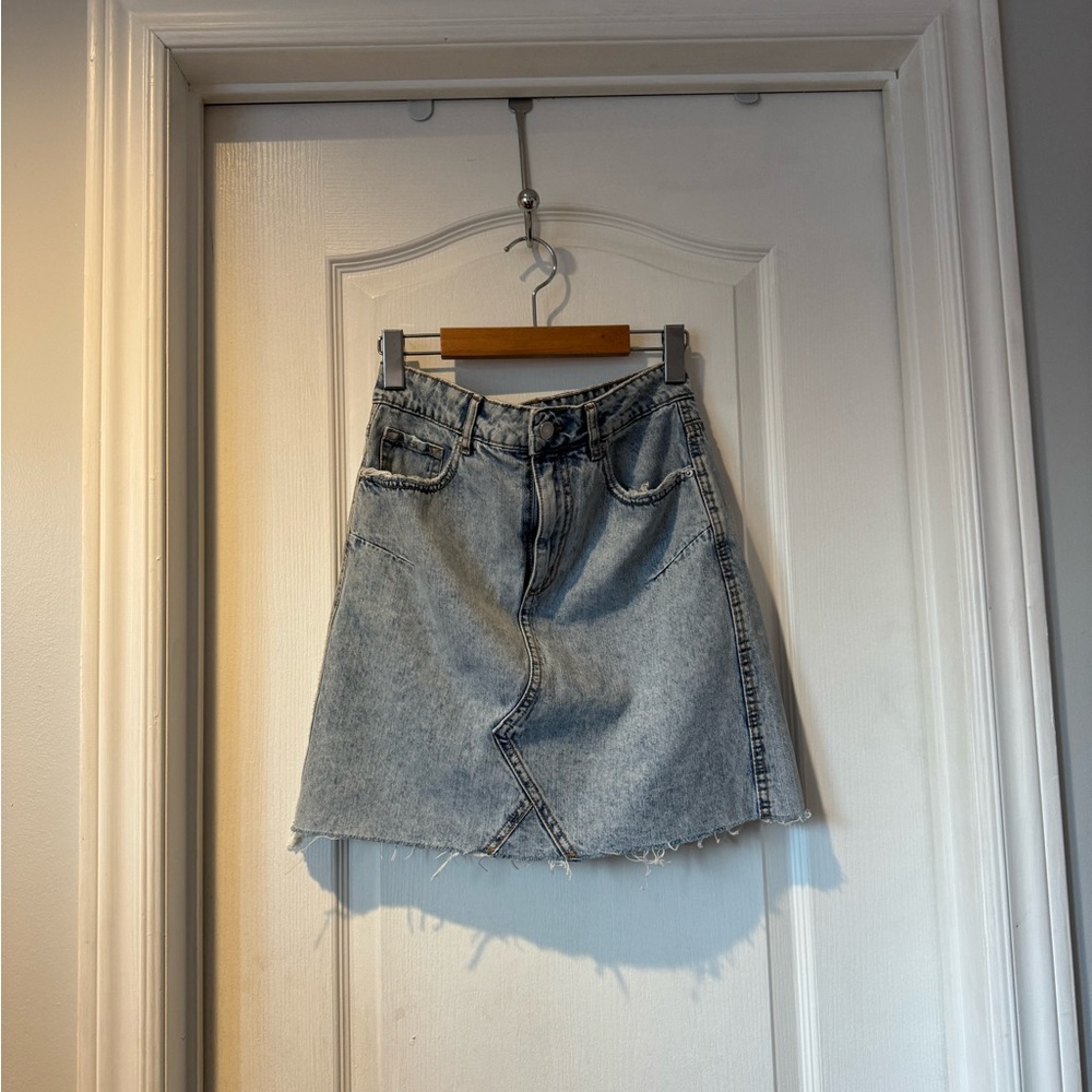 Acid Wash Denim Blue Skirt